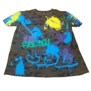 Sacred Crown Paint Splatter Tee Men 3X Camo Fresh Style Graphic T-shirt NWOT